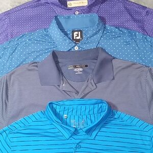 4 Men's Golf Shirts Uner Armor Greg Norman Fuji Donald Ross LG